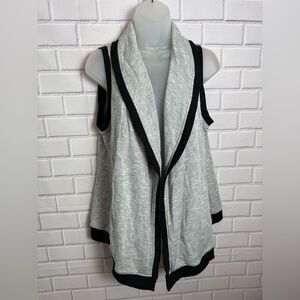 One World Gray Open Front Sleeveless Cardigan Vest Size M